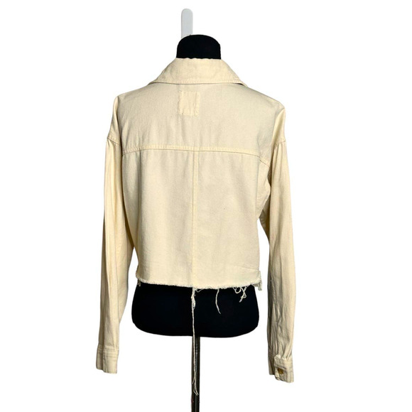Thread + Supply cream yellow cropped button denim jacket size XS - Picture 2 of 10